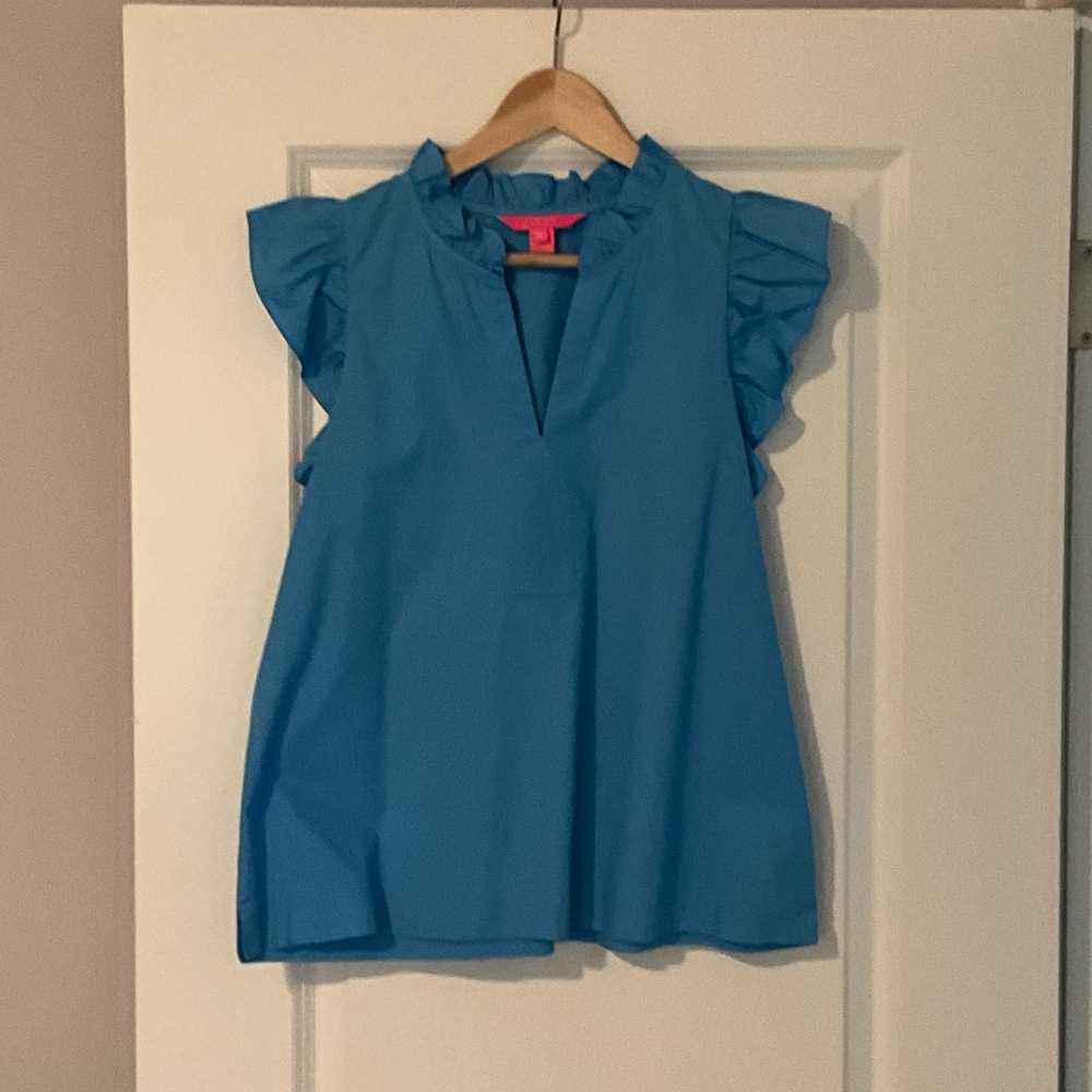 Lilly Pulitzer Blue Ruffle Blouse